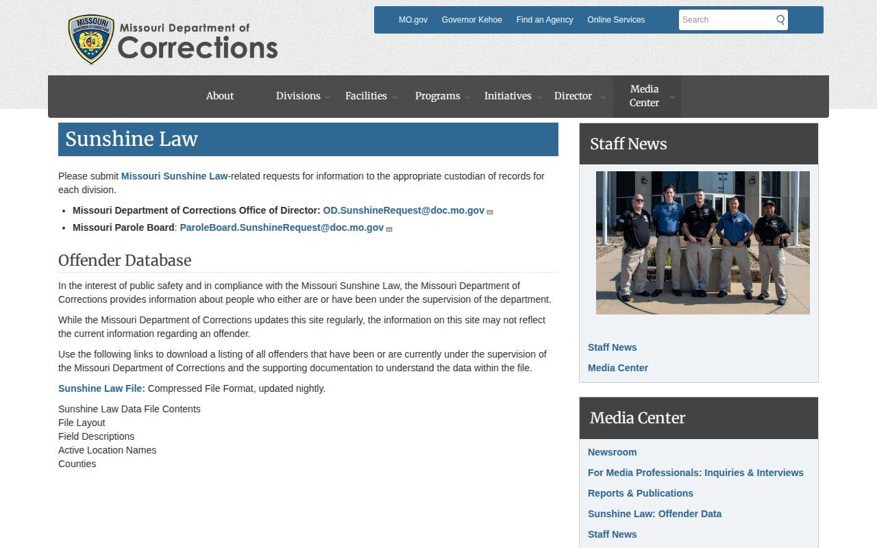 Hickory County release date research through the Missouri offender database